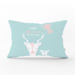 Beyaz Zeminli Unicorn Baby Shower Desenli Çocuk Odası Dikdörtgen Yastık Kılıfı Realhomes