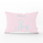 - Dik-4580 - Realhomes Gri Zeminde Sevimli Geyik Tasarımlı Çocuk Odası Dikdörtgen Yastık Kılıfı Realhomes