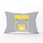 - Dik-4583 - Realhomes Pembe Zeminde Unicorn Geyikler Tasarımlı Çocuk Odası Dikdörtgen Yastık Kılıfı Realhomes