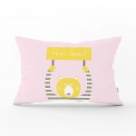 - Dik-4584 - Realhomes Gri Zeminde Unicorn Geyikler Tasarımlı Çocuk Odası Dikdörtgen Yastık Kılıfı Realhomes