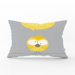 - Dik-4586 - Realhomes  Gri Zeminde Ayıcık Motifli Dijital Baskılı Çocuk Odası Dikdörtgen Yastık Kılıfı Realhomes