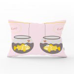 - Dik-4589 - Realhomes Gri Zeminde Sarı Kuş Motifli Dijital Baskılı Çocuk Odası Dikdörtgen Yastık Kılıfı Realhomes