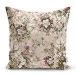 - realhomescomtr-K3732 - Realhomes  Realhomes Krem Zeminde Rengarenk Çiçekler Özel Tasarım Dijital Baskılı Modern Yastık Kırlent Kılıfı Realhomes