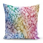 Realhomes Renkli Çakıl Taşları Motifli Dijital Baskılı Modern Yastık Kırlent Kılıfı Realhomes