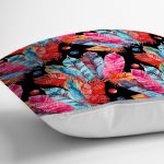 - realhomescomtr-K3763-2 - Realhomes Realhomes Siyah Zeminde Renkli Motifler Dijital Baskılı Modern Yastık Kırlent Kılıfı Realhomes