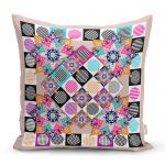 - realhomescomtr-K3768 - Realhomes  Realhomes Renkli Kare Motifli Dijital Baskılı Özel Tasarım Yastık Kırlent Kılıfı Realhomes