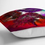 - realhomescomtr-K3775-2 - Realhomes Realhomes Renkli Zeminde Mor Ağaçlar Özel Tasarım Dijital Baskılı Modern Yastık Kırlent Kılıfı Realhomes