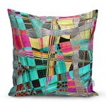 - realhomescomtr-K3776 - Realhomes  Realhomes Renkli Mozaik Motifli  Dijital Baskılı Modern Yastık Kırlent Kılıfı Realhomes