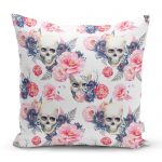 - realhomescomtr-K3777 - Realhomes Realhomes Beyaz Zeminde Kurukafa Motifli Özel Tasarım Dijital Baskılı Modern Yastık Kırlent Kılıfı Realhomes