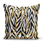 Realhomes Zebra Zeminde Zincir Desen Özel Tasarım Dijital Baskılı Modern Yastık Kırlent Kılıfı Realhomes
