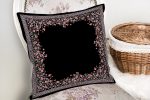 - realhomescomtr-K3794-1 - Realhomes  Realhomes Siyah Zeminde Pembe Çiçekler Özel Tasarım Dijital Baskılı Modern Yastık Kırlent Kılıfı Realhomes