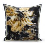 - realhomescomtr-K3795 - Realhomes Realhomes Siyah ve Gold Uyumu Özel Tasarım Dijital Baskılı Modern Yastık Kırlent Kılıfı Realhomes