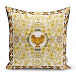 - realhomescomtr-K3799 - Realhomes Realhomes Altın Renkli Motifler Özel Tasarım Dijital Baskılı Modern Yastık Kırlent Kılıfı Realhomes
