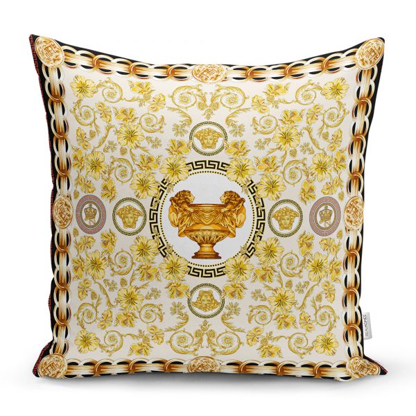 - realhomescomtr-K3799 - Realhomes  Realhomes Beyaz Zeminde Kırmızı Çiçekler Dijital Baskılı Modern Yastık Kırlent Kılıfı Realhomes