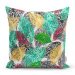 - realhomescomtr-K3804 - Realhomes  Realhomes Renkli yapraklar Dijital Baskılı Modern Yastık Kırlent Kılıfı Realhomes