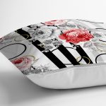 - realhomescomtr-K3809-2 - Realhomes  Realhomes Beyaz Zeminde Kırmızı Çiçekler Dijital Baskılı Modern Yastık Kırlent Kılıfı Realhomes