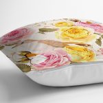 - realhomescomtr-K3814-2 - Realhomes Realhomes Beyaz Zeminde Renkli Güller Dijital Baskılı Modern Yastık Kırlent Kılıfı Realhomes