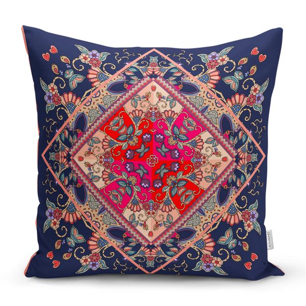 - realhomescomtr-K3819 - Realhomes  Realhomes Renkli Mozaik Motifli  Dijital Baskılı Modern Yastık Kırlent Kılıfı Realhomes