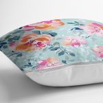 - realhomescomtr-K3826-2 - Realhomes  Realhomes Açık Mavi  Zeminde Rengarenk Çiçekler Dijital Baskılı Modern Yastık Kırlent Kılıfı Realhomes