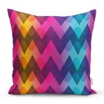 Realhomes Renkli Zigzag Desenli Dijital Baskılı Modern Yastık Kırlent Kılıfı Realhomes