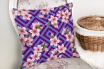 - realhomescomtr-K3898-1 - Realhomes Realhomes Geometrik Zeminde Çiçek Motifli Özel Tasarım Dijital Baskılı Modern Yastık Kırlent Kılıfı Realhomes