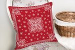 - realhomescomtr-K3907-1 - Realhomes Realhomes Kırmzı Zeminde Etnik Motifler Dijital Baskılı Modern Yastık Kırlent Kılıfı Realhomes