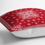 - realhomescomtr-K3907-2 - Realhomes Realhomes Kırmzı Zeminde Etnik Motifler Dijital Baskılı Modern Yastık Kırlent Kılıfı Realhomes