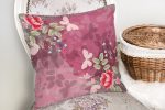- realhomescomtr-K3926-1 - Realhomes Realhomes Pembe Zeminde Kelebek Desenli Dijital Baskılı Modern Yastık Kırlent Kılıfı Realhomes