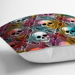 Realhomes Renkli Zeminde Kurukafa Motifli Dijital Baskılı Modern Yastık Kırlent Kılıfı Realhomes