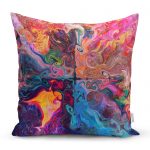 - realhomescomtr-K3935 - Realhomes  Realhomes Sulu Boya Desenli Özel Tasarım Dijital Baskılı Modern Yastık Kırlent Kılıfı Realhomes