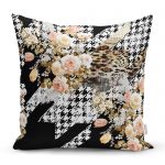 - realhomescomtr-K3936 - Realhomes Realhomes Kaz Ayağı Zeminde Rengarenk Çiçekler Dijital Baskılı Modern Yastık Kırlent Kılıfı Realhomes
