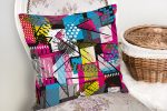 - realhomescomtr-K3939-1 - Realhomes  Realhomes Renkli Mozaik Desenli  Özel Tasarım Dijital Baskılı Modern Yastık Kırlent Kılıfı Realhomes