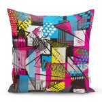 - realhomescomtr-K3939 - Realhomes  Realhomes Renkli Mozaik Desenli  Özel Tasarım Dijital Baskılı Modern Yastık Kırlent Kılıfı Realhomes