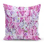 - realhomescomtr-K4150 - Realhomes  Geometrik Zeminde Çiçekler Özel Tasarım Dijital Baskılı Yastık Kırlent Kılıfı Realhomes
