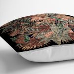 - realhomescomtr-K4175-2 - Realhomes Siyah Zeminde Modern Gül Sanatı Motifli Özel Tasarım Yastık Kırlent Kılıfı Realhomes