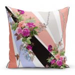 Modern Güller ve Geometrik Çizgiler Motifli Özel Tasarım Yastık Kırlent Kılıfı Realhomes