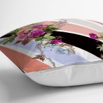 Modern Güller ve Geometrik Çizgiler Motifli Özel Tasarım Yastık Kırlent Kılıfı Realhomes