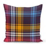 - realhomescomtr-K4268 - Realhomes  Renkli Ekose Desenli Özel Tasarım Yastık Kırlent Kılıfı Realhomes