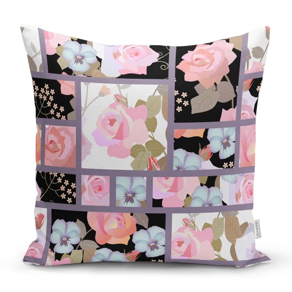 - realhomescomtr-K4270 - Realhomes  Dalgalı Modern Çiçek Tasarımlı Yastık Kırlent Kılıfı Realhomes