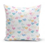 Beyaz Zeminde Rengarenk Kalpler Çocuk Odası Yastık Kırlent Kılıfı Realhomes