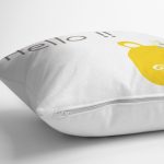 Sarı Ayıcık Hello Motifli Çocuk Odası Yastık Kırlent Kılıfı Realhomes