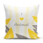 - realhomescomtr-K4373 - Realhomes I Love Animals Tasarımlı Çocuk Odası Yastık Kırlent Kılıfı Realhomes