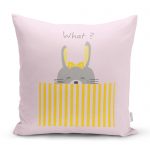 - realhomescomtr-K4375 - Realhomes Beyaz Zeminde Gri Sarı Ayıcık Motifli Bebek Odası Yastık Kırlent Kılıfı Realhomes