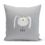 - realhomescomtr-K4387 - Realhomes Pembe Zeminde Its Girl Tavşan Motifli Bebek Odası Yastık Kırlent Kılıfı Realhomes