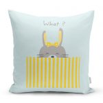 - realhomescomtr-K4390 - Realhomes Yeşil Zeminde Bisiklet ve Unicorn Tasarımlı Bebek Odası Yastık Kırlent Kılıfı Realhomes