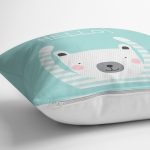 - realhomescomtr-K4395-1 - Realhomes Gri Zeminde Şemsiye ve Sevimli Ayıcıklar Motifli Bebek Odası Yastık Kırlent Kılıfı Realhomes