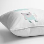 Yeşil Zeminde Mutlu Ayıcık Desenli Bebek Odası Yastık Kırlent Kılıfı Realhomes