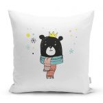 - realhomescomtr-K4417 - Realhomes Pembe Zeminli Uçan Sevimli Penguen Tasarımlı Bebek Odası Yastık Kırlent Kılıfı Realhomes