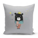 Pembe Zeminde Atkılı Ayıcık Desenli Bebek Odası Yastık Kırlent Kılıfı Realhomes