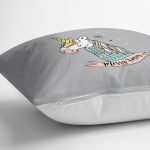 - realhomescomtr-K4421-1 - Realhomes Beyaz Zeminde Unicorn Motifli Bebek Odası Yastık Kırlent Kılıfı Realhomes